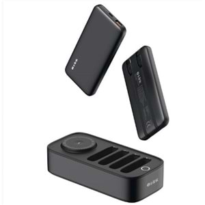 S-link IP-DS40 4 Adet 10000mAH Powerbank li 15W Kablosuz Şarj Siyah Taşınabilir Şarj İstasyonu