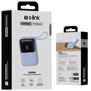 S-link P109M 10000mAh 5W Mavi LCD Taşınabilir Pil Şarj Cihazı Powerbank