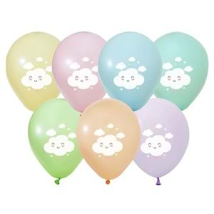 Balonevi Balon 4+0 Gökkuşağı Bulut Baskılı 12