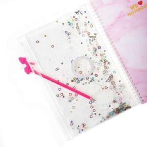 Vuki Sulu Çantalı Defter Orta Boy Pembe Mermer VK-0086F