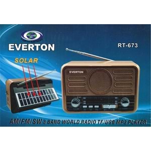 Everton Rt-673 Bluetooth Fm-Usb-Tf- Şarjlı Solar Nostaljik Radyo