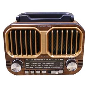 Everton RT-679 Bluetooth-USB-SD-FM Şarjlı Solarlı Nostaljik Radyo