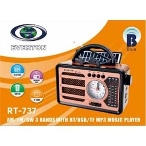 Everton RT-737 Bluetooth Usb-Micro Sd Solarlı Saatli Nostaljik Radyo
