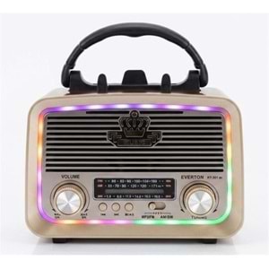 Everton RT-301.m Bluetooth-USB-SD-FM Şarjlı,Solarlı,Ledli, Nostaljik Radyo El Fenerl Radyo