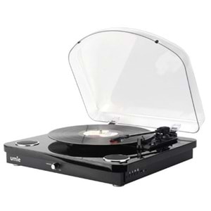 UMİE Bemol Siyah Piano Kaplama 10W BT İN, BT OUT, RCA, USB Özellikli Nostaljik Pikap
