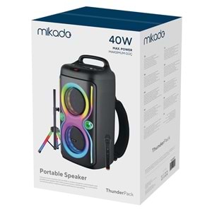 Mikado MD-66BT ThunderBag 40W 3600mAh Çanta Taşıma Özellikli USB-BT-TF-TWS Işıklı Kablosuz Mikrofon