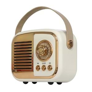 Mikado MD-24BT Echoes 3W 800mAh Beyaz Usb+TF Kart+Bluetooth Destekli Klasik Retro Müzik Kutusu