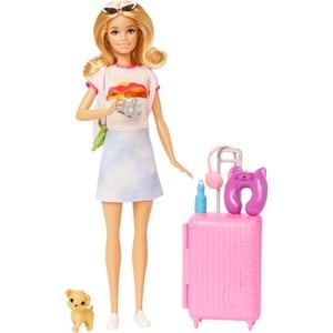 Barbie Seyahatte Bebeği ve Aksesuarları HJY18
