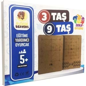 Moon Beavers 3 Taş ve 9 Taş Ahşap Eğitici Oyun