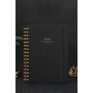 Victoria's Journals Canvas Sert Kapak Spiralli Defter A5 100GR 160 Sayfa Siyah