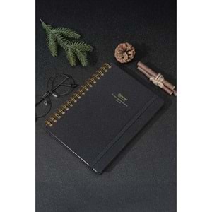 Victoria's Journals Canvas Sert Kapak Spiralli Defter A5 100GR 160 Sayfa Siyah