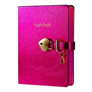 Hush Hush Kilitli Metalik Defter Kutulu 80 Gr 160 Yp Çiz.Pembe