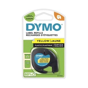 Dymo Letratag Şerit Plastik 12 MMx4 MT Sarı 91202