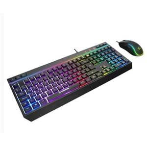 Rampage KM-R57 Siyah RGB Aydınlatmalı Q Oyuncu Multmedia Klavye ve 12800 DPI Mouse Gaming Set