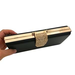 Çanta Aksesuar Abiye Çanta Kalıbı Taşlı Kapak Model Light Gold Metalli