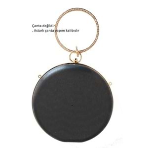 Çanta Aksesuar Abiye Çanta Kalıbı Yuvarlak Lİght Gold Metalli (Astarlı)