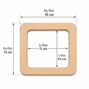 Çanta Aksesuar Dikdörtgen Model 15x13 Cm Açık Ahşap Renk Ahşap Çanta Sapı