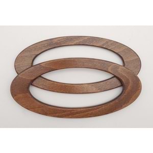 Çanta Aksesuar Oval Model 9x19.5 cm Koyu Ahşap Renk Ahşap Çanta Sapı