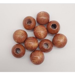 Çanta Aksesuar 24 mm Ahşap Yuvarlak Boncuk Taba Renk 10 Adet