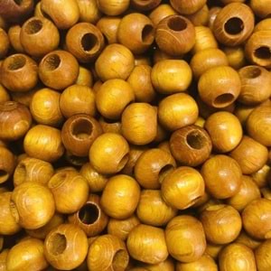 Ahşap Boncuk Renkli 1Kg 10Mm Yuvarlak Sarı