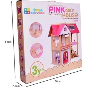 Toy Doll House Ahşap Pembe Oyun Evim BED 554