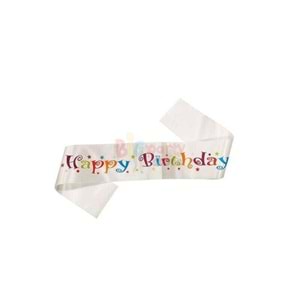 Kuşak Saten Happy Birthday Renkli
