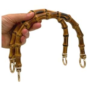 Çanta Aksesuar 18X15 Cm Light Gold Halkalı Gerçek Bambu Çanta Sapı