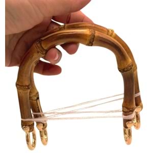 Çanta Aksesuar 13 cm Çift Gerçek Bambu Çanta Sapı Halkalı
