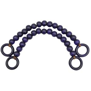 Çanta Aksesuar 20 mm Ahşap Boncuklu 37 cm Mor Renk Çanta Sapı