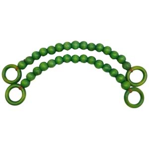 Çanta Aksesuar 20 mm Ahşap Boncuklu 37 cm Yeşil Renk Çanta Sapı