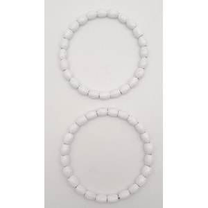 Çanta Aksesuar 12 cm Oval Ahşap Boncuklu Bilezik Model Beyaz Renk Çift Sap