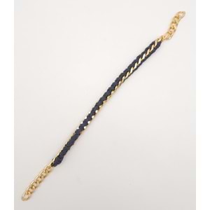 Çanta Aksesuar 40 cm Derili Zincir Lacivert Renk Light Gold Metalli