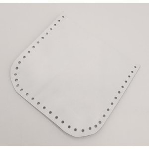Çanta Aksesuar Beyaz Gerçek Deri 12x12 cm Oval Kenar Cep