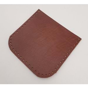 Çanta Aksesuar Kızıl Kahve Gerçek Deri 12x12 cm Oval Kenar Cep