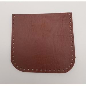 Çanta Aksesuar Kızıl Kahve Gerçek Deri 12x12 cm Oval Kenar Cep