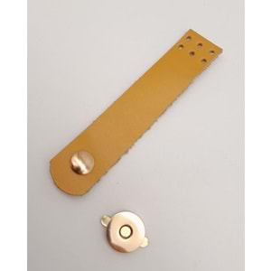 Çanta Aksesuar 11x2.3 cm Hardal Gerçek Deri Düz Çanta Kapağı Light Gold Metalli