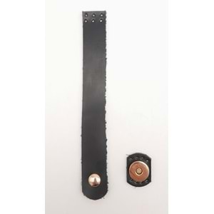 Çanta Aksesuar Siyah 18x2.3 cm Luna Gerçek Deri Düz Çanta Kapağı Light Gold Metalli