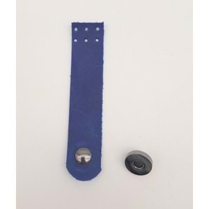 Çanta Aksesuar 11x2.3 cm Crazy Oil Saks Mavi Gerçek Deri Düz Çanta Kapağı Füme Metalli