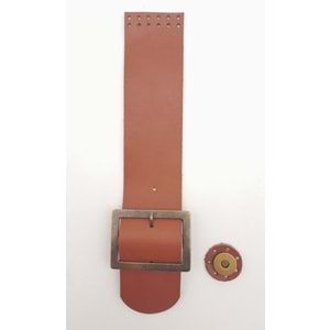 Çanta Aksesuar 25x5 cm Taba Renk Gerçek Deri Düz Çanta Kapağı Antik Metalli