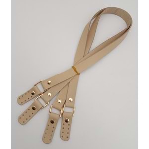 Çanta Aksesuar Ham Doğal Renk Karedört Model Gerçek Deri Çanta Sapı Light Gold Metal