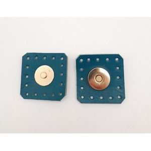 Çanta Aksesuar Turkuaz Gerçek Derili Kare Mıknatıslı Çıtçıt Light Gold Metalli