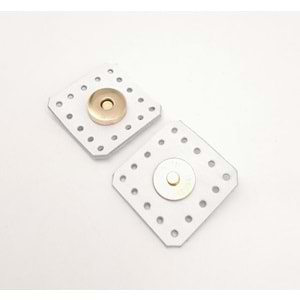 Çanta Aksesuar Beyaz Gerçek Derili Kare Mıknatıslı Çıtçıt Light Gold Metalli