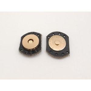 Çanta Aksesuar Siyah Renk Gerçek Derili Oval Kenar Mıknatıslı Çıtçıt Light Gold Metalli