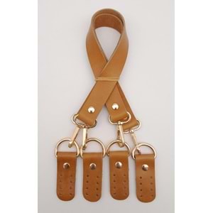 Çanta Aksesuar Gerçek Deri 55 Cm Misu Model Çift Sap Açık Taba Renk Light Gold Metal
