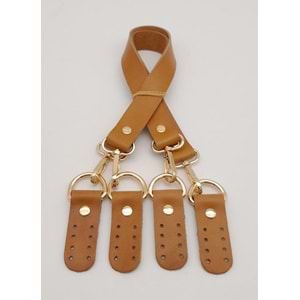 Çanta Aksesuar Gerçek Deri 55 Cm Misu Model Çift Sap Açık Taba Renk Light Gold Metal