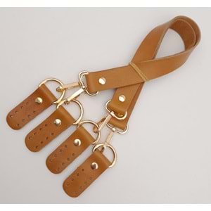 Çanta Aksesuar Gerçek Deri 55 Cm Misu Model Çift Sap Açık Taba Renk Light Gold Metal