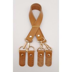 Çanta Aksesuar Gerçek Deri 55 Cm Misu Model Çift Sap Açık Taba Renk Light Gold Metal