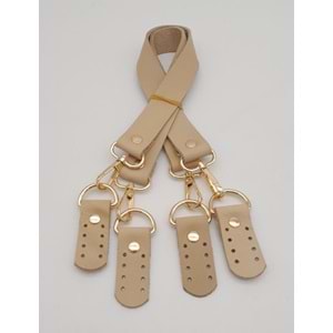 Çanta Aksesuar Gerçek Deri 55 Cm Misu Model Çift Sap Ham Renk Light Gold Metal