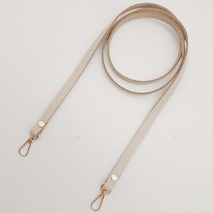 Çanta Aksesuar Gerçek Deri Spagetti Model Bej Renk Light Gold Metal Çanta Sapı