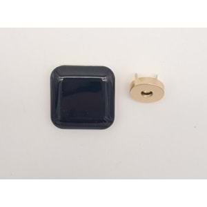 Çanta Aksesuar 3.5 cm Kare Akrilikli Siyah Renk Light Gold Mıknatıslı Kilit